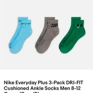 Nike Everyday Plus Cushion Ankle Training Socks - 3 Pack - size L - multi color